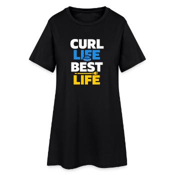 Curling, balayage drôle, cardio dur avec balai - Robe T-shirt Femme - noir - Devant