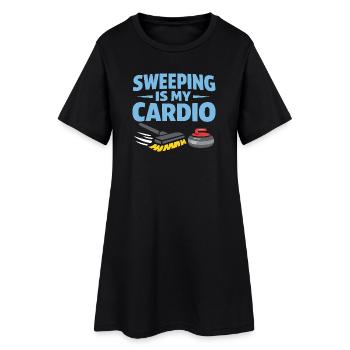 Curling, balayage drôle, cardio dur avec balai - Robe T-shirt Femme - noir - Devant