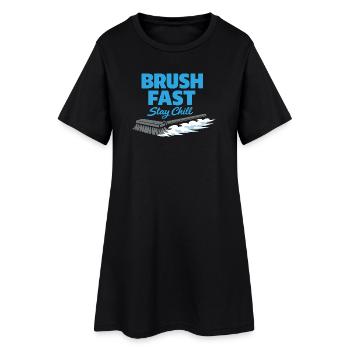 Curling, balayage drôle, cardio dur avec balai - Robe T-shirt Femme - noir - Devant