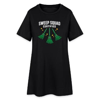 Curling, balayage drôle, cardio dur avec balai - Robe T-shirt Femme - noir - Devant