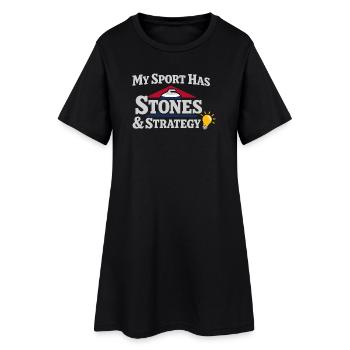 Curling, balayage drôle, cardio dur avec balai - Robe T-shirt Femme - noir - Devant