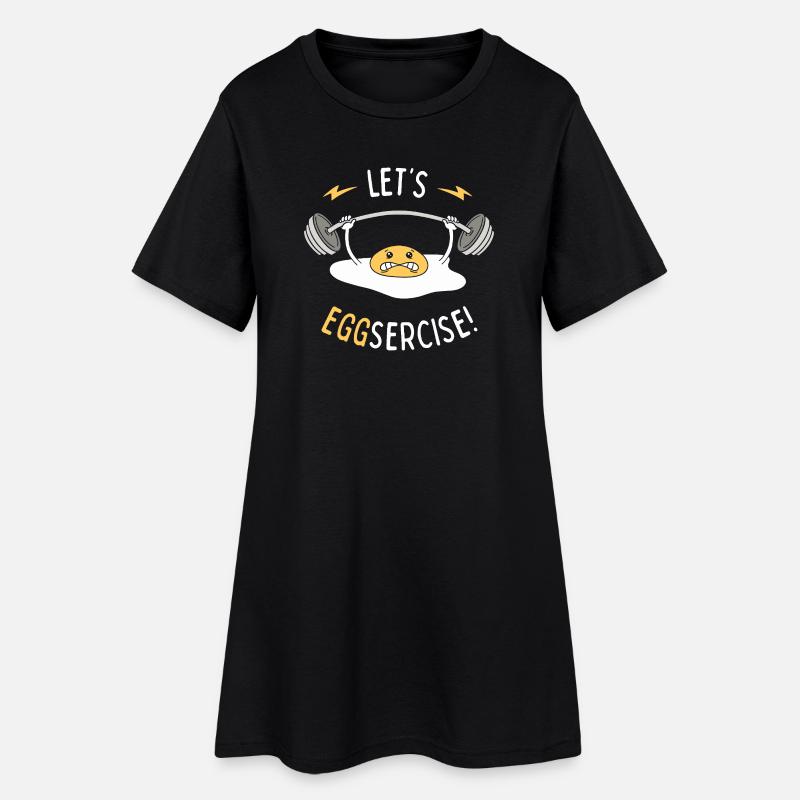 Let's Eggsercise! - Women’s T-Shirt Dress - black