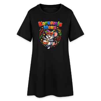 Karnevalsmaus Süßes Faschings-Motiv Geschenkidee - Frauen T-Shirt-Kleid - Schwarz - Vorne