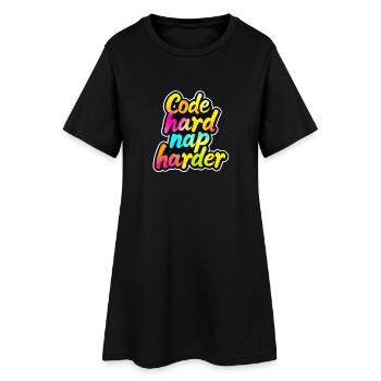 Code Hard Nap Harder Funny Programmer Tee - Women’s T-Shirt Dress - black - Front