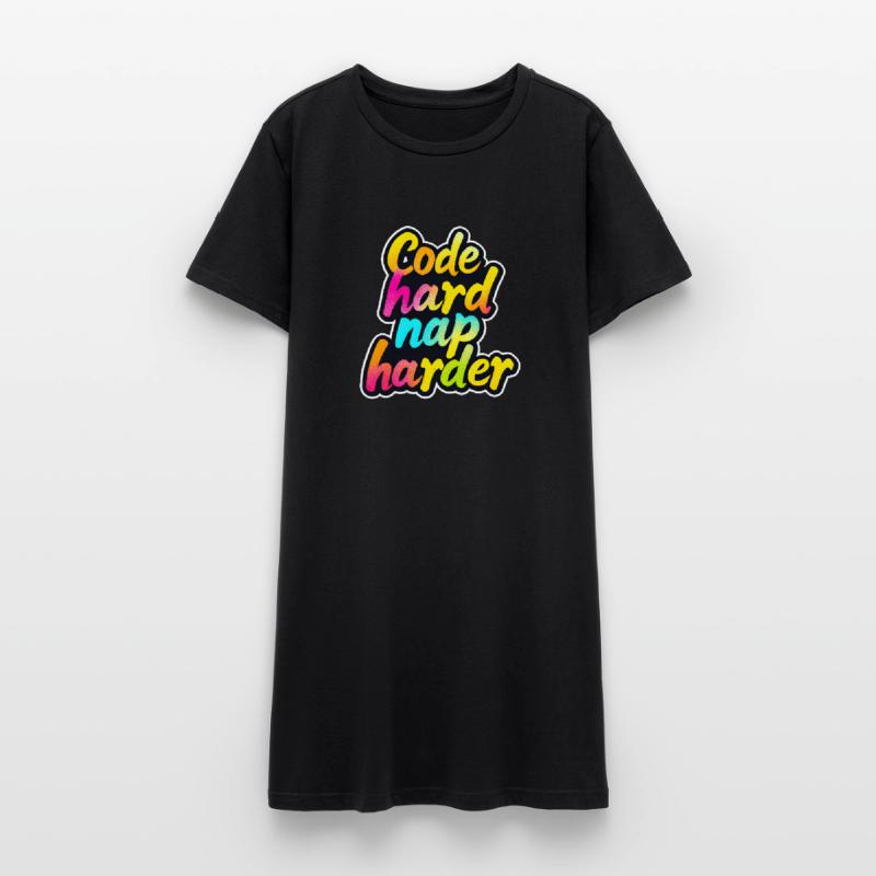 Code Hard Nap Harder Funny Programmer Tee Robe T-shirt Femme