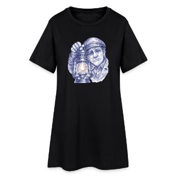 Homme senior avec lanterne - Robe T-shirt Femme - noir - Devant