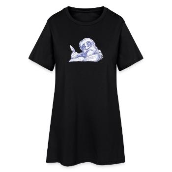 Rédacteur senior au dessin au stylo - Robe T-shirt Femme - noir - Devant
