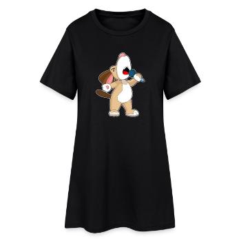 Chanteur de chien Chant au micro - Robe T-shirt Femme - noir - Devant