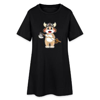 Hache Viking de chien - Robe T-shirt Femme - noir - Devant