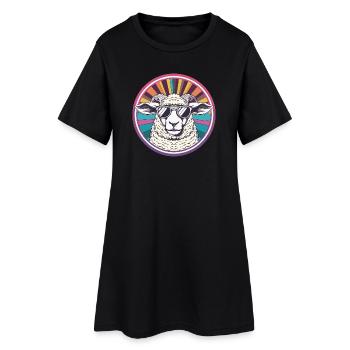 Mouton solaire avec des lunettes de soleil rétro - Robe T-shirt Femme - noir - Devant