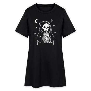 Grim Reaper with Bubble-Eye Tea - Women’s T-Shirt Dress - black - Front