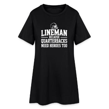 Lineman, weil Quarterbacks auch Helden brauchen - Frauen T-Shirt-Kleid - Schwarz - Vorne