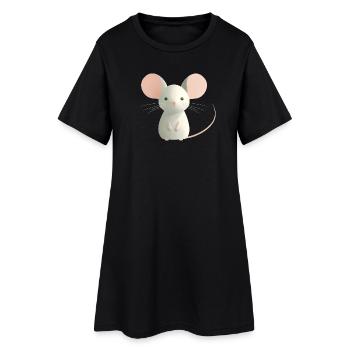 Maus - Frauen T-Shirt-Kleid - Schwarz - Vorne