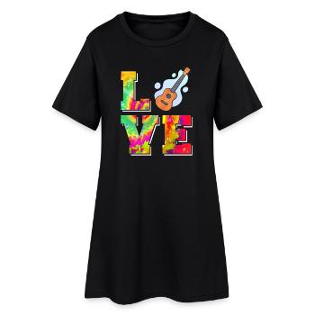 Ukulélé hawaïen uke tie dye love - Robe T-shirt Femme - noir - Devant