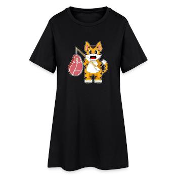 Tiger Angler Angelrute Angeln - Frauen T-Shirt-Kleid - Schwarz - Vorne