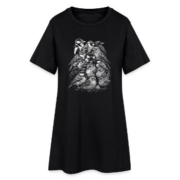 Esquisse des oiseaux en ligne : Vol d’oiseaux - Robe T-shirt Femme - noir - Devant