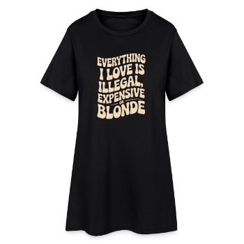Tout ce que j’aime Illégalement, hommes blonds chers - Robe T-shirt Femme - noir - Devant