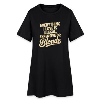 Tout ce que j’aime Illégalement, hommes blonds chers - Robe T-shirt Femme - noir - Devant