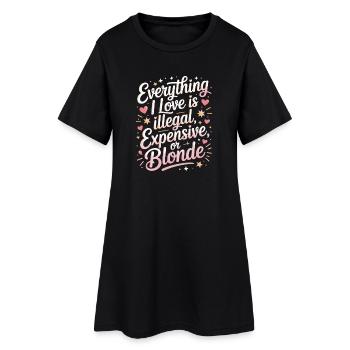 Tout ce que j’aime Illégalement, hommes blonds chers - Robe T-shirt Femme - noir - Devant