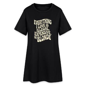 Tout ce que j’aime Illégalement, hommes blonds chers - Robe T-shirt Femme - noir - Devant