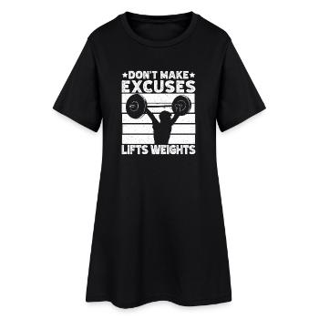 Powerlifting Bodybuilder Don´t Make Excuses Gym - Frauen T-Shirt-Kleid - Schwarz - Vorne