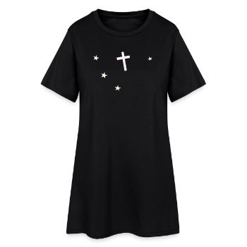 Cross and stars: nocturnal faith - Women’s T-Shirt Dress - black - Front