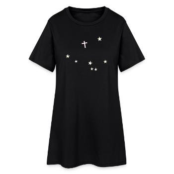 Kreuz im Sternenhimmel - Frauen T-Shirt-Kleid - Schwarz - Vorne
