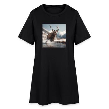 Cerf majestueux : Saut à travers les Alpes - Robe T-shirt Femme - noir - Devant