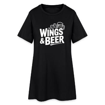 Wings and Beer - Frauen T-Shirt-Kleid - Schwarz - Vorne