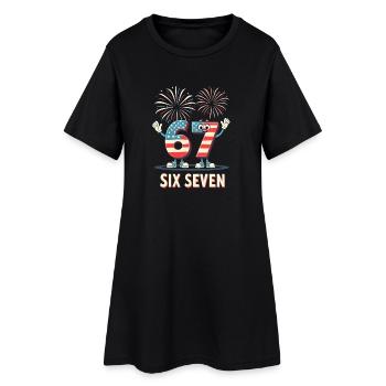 US Flag 67 Memes Six Seven - Frauen T-Shirt-Kleid - Schwarz - Vorne