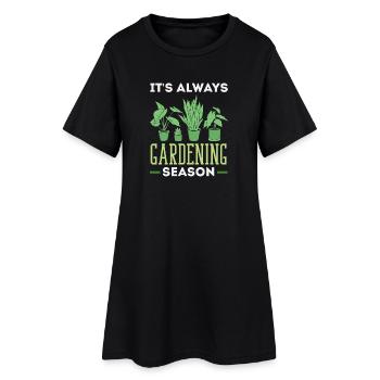 Gartensaison Lustig Pflanzenliebhaber Gärtner - Frauen T-Shirt-Kleid - Schwarz - Vorne