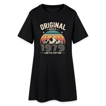 Vintage Born in March 1979 Original 47 years ago - Women’s T-Shirt Dress - black - Front