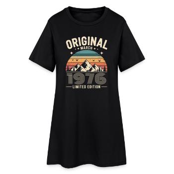 Vintage Né(e) en mars 1976 Original depuis 50 ans - Robe T-shirt Femme - noir - Devant