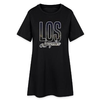 Los Angeles Skyline Schriftzug - Frauen T-Shirt-Kleid - Schwarz - Vorne