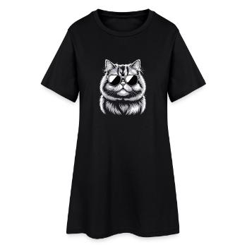 Perserkatze - Frauen T-Shirt-Kleid - Schwarz - Vorne