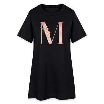 M fleurs roses pastel - Robe T-shirt Femme - noir - Devant