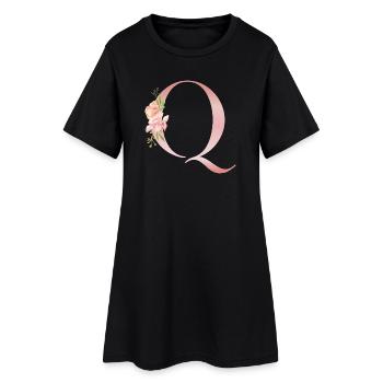 Monogramme Floral Q pastel - Robe T-shirt Femme - noir - Devant