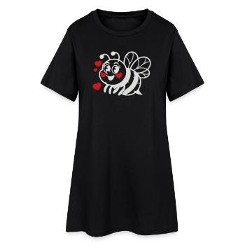 LoveBee Hearts : Adorable Dessin Lineline Bee - Robe T-shirt Femme - noir - Devant