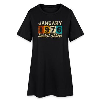 Limited Edition January 1976 Geburtstag Geschenk - Frauen T-Shirt-Kleid - Schwarz - Vorne