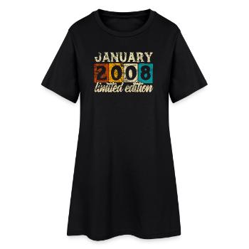 Limited Edition January 2008 Geburtstag Geschenk - Frauen T-Shirt-Kleid - Schwarz - Vorne