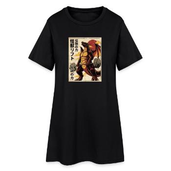 Kaiju Deadlift Dragon Gym de fitness des monstres japonais - Robe T-shirt Femme - noir - Devant