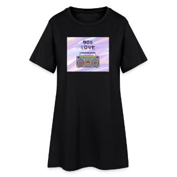 90s Liebe Boombox - Frauen T-Shirt-Kleid - Schwarz - Vorne