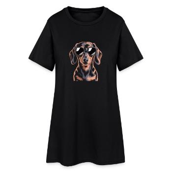 Teckel - Robe T-shirt Femme - noir - Devant