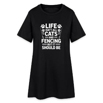 Fechten Sprüche Katzen Lustiges Fechten Geschenk - Frauen T-Shirt-Kleid - Schwarz - Vorne