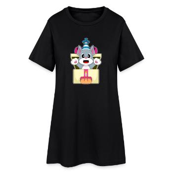 Gâteau d’anniversaire chat - Robe T-shirt Femme - noir - Devant