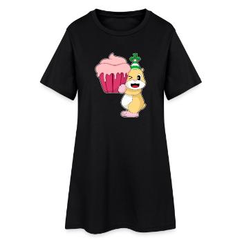 Cupcake d’anniversaire de hamster - Robe T-shirt Femme - noir - Devant