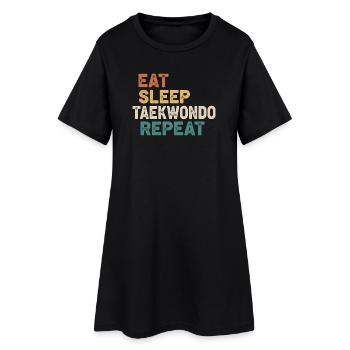 Eat Sleep Taekwondo Repeat - Retro Martial Arts - Women’s T-Shirt Dress - black - Front
