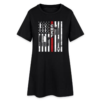 Chef USA Flag - Cooking Patriot Grilling - Women’s T-Shirt Dress - black - Front