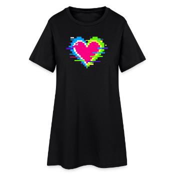 Cœur Pixel Néon Arc-en-ciel - Robe T-shirt Femme - noir - Devant