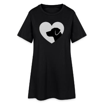 Silhouette de chien en forme de cœur en chemise - Robe T-shirt Femme - noir - Devant